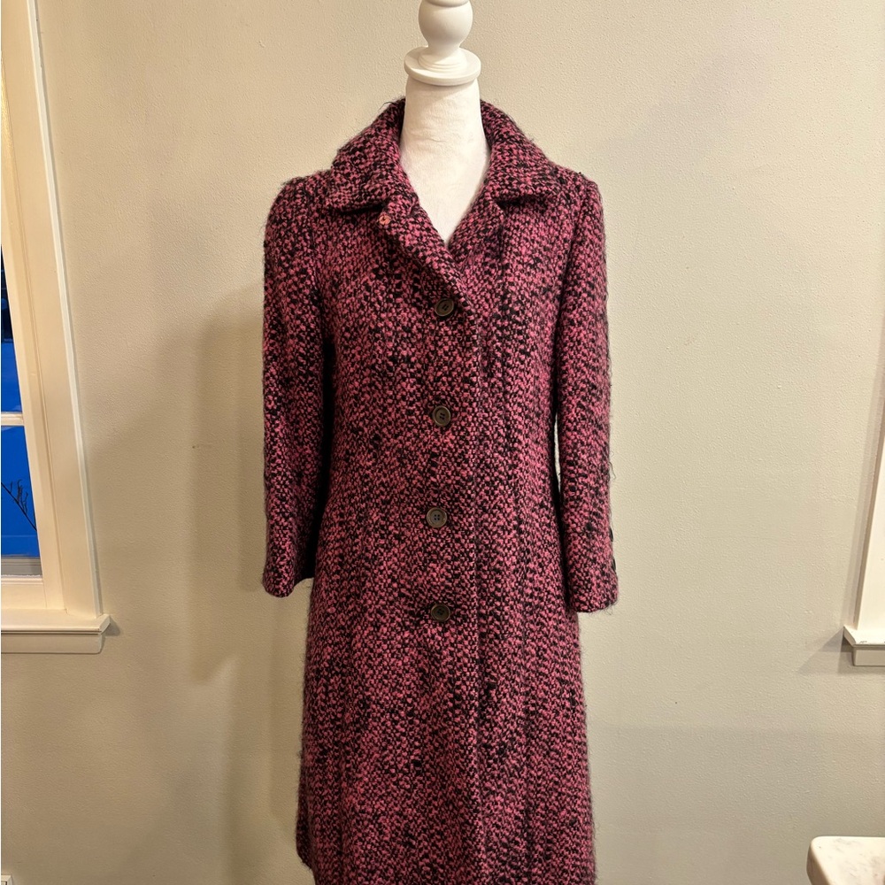Bergdorf Goodman Pink & Black Tweed Coat ✨